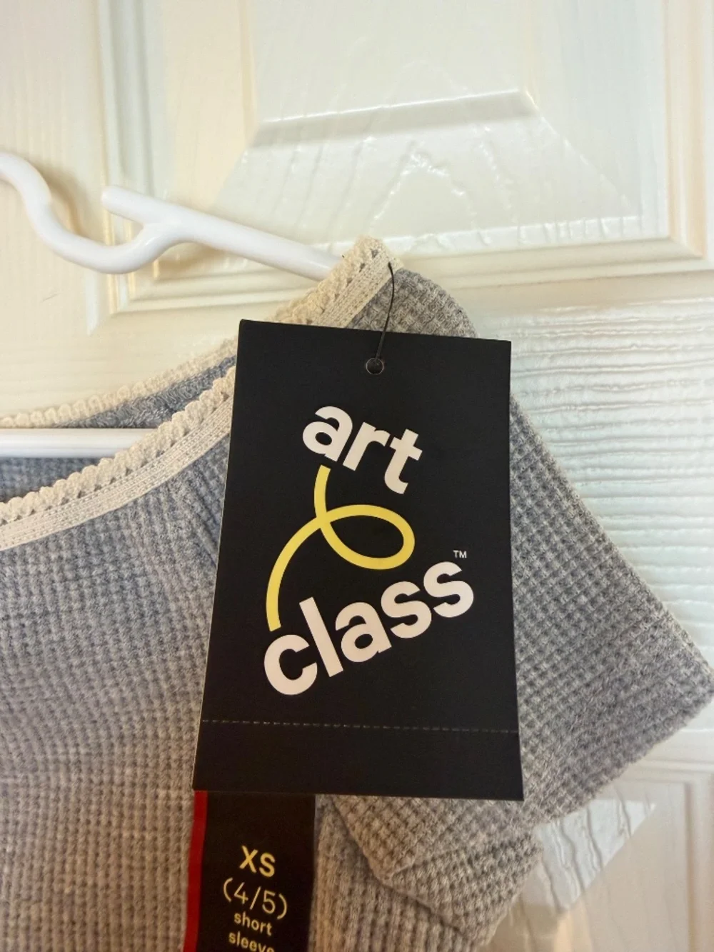 Art Class Girls Gray Waffle Knit Lace Trim Top | NWT